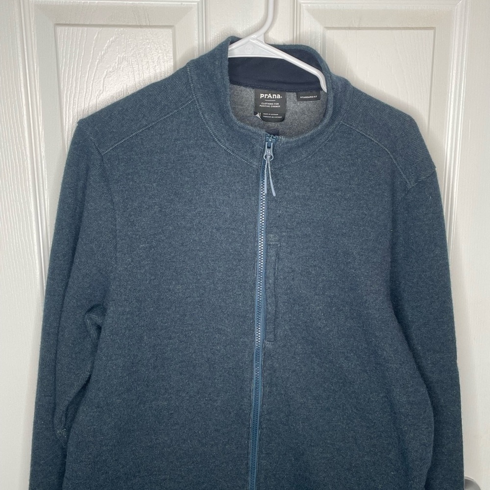 Prana Route Tracker Full Zip Sweater Jacket Gorpcore Hiking Comfy Cozy in Blue M - Picture 3 of 12